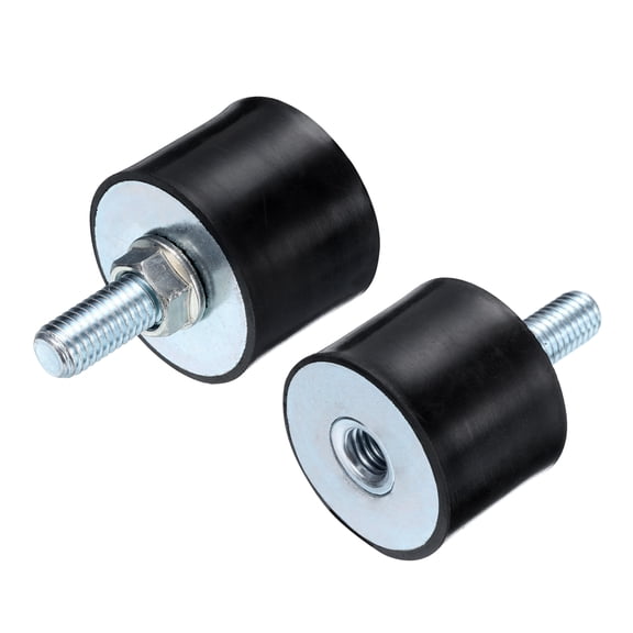 2pcs M10x27mm Thread Studs Rubber Shock Zinc Plated 40x30mm Male Female 2pcs M10 Lock Nuts