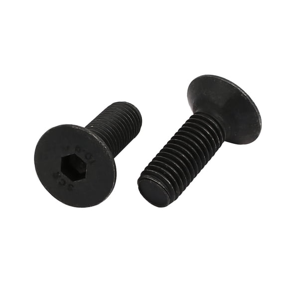 2pcs M10x30mm 10.9 Grade Flat Countersunk Head Hex Socket Left Hand Thread Bolt