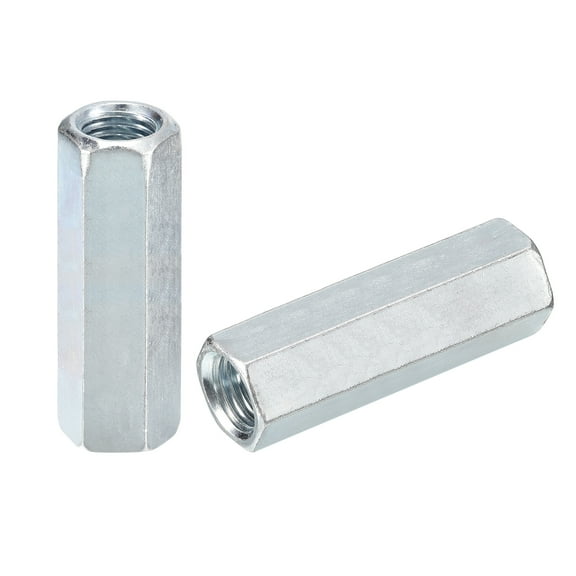 2pcs M14x19x60mm Coupling Nuts - Galvanized Carbon Steel Hex Threaded Rod Coupler for Furniture, Electronic, Industrial