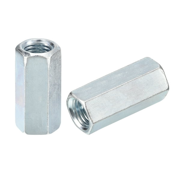 2pcs M16x22x50mm Coupling Nuts - Galvanized Carbon Steel Hex Threaded Rod Coupler for Furniture, Electronic, Industrial
