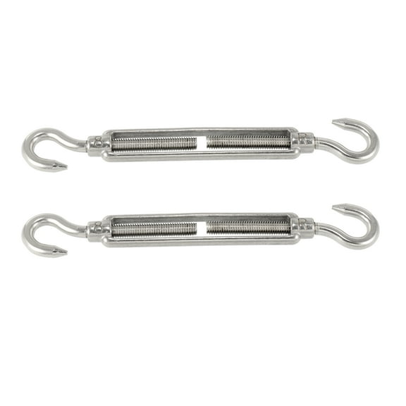 2pcs M8 8mm CC Type Hook and Hook Car Turnbuckle Rigging Wire Rope Tension Screw 304 Stainless Steel Adjustable