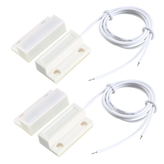 2pcs MC-38 Surface Mount Wired NO Door Sensor Alarm Magnetic Reed Switch White