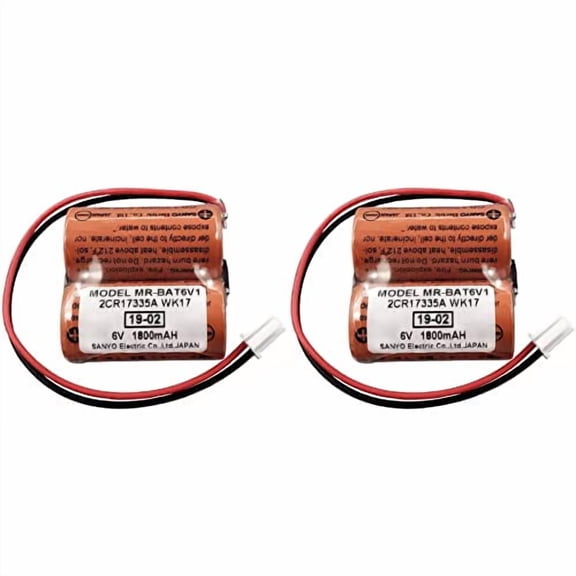 (2pcs) MR-BAT6V1 2CR17335A WK17 6V 1800mAh PLC Battery for J4 Servo PLC Battery with Plug