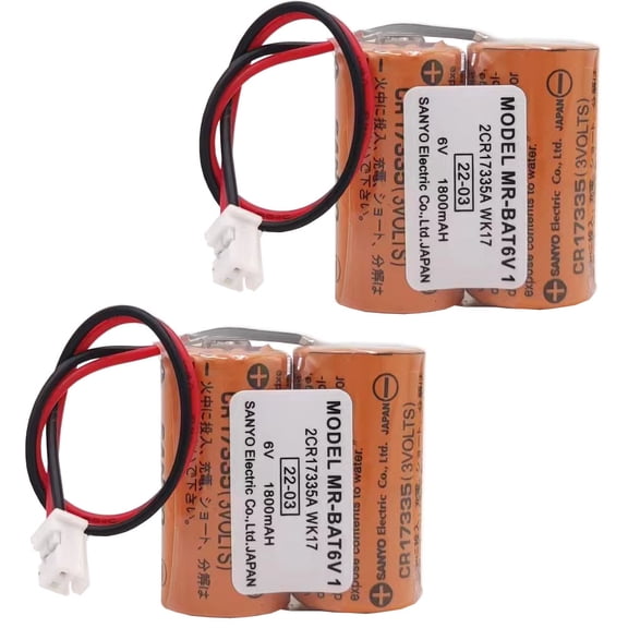 (2pcs) MR-BAT6V1 2CR17335A WK17 6V 1800mAh PLC Battery for J4 Servo PLC Battery with Plug