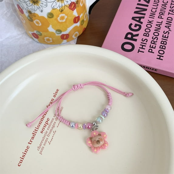 2pcs Macaron Color Bracelet With Cartoon Capybara Designs Safe Plastic Material And Adjustable Strap Great Gift