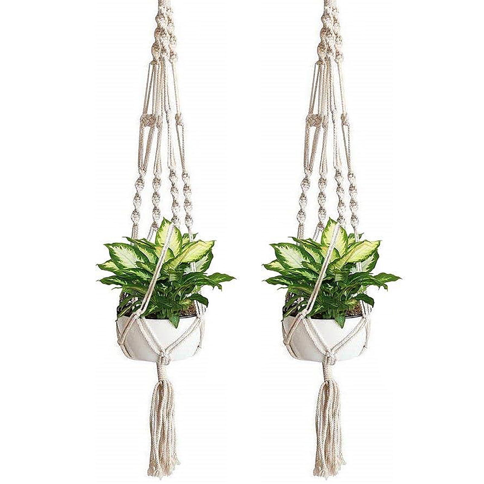 2pcs Macrame Plant Hangers, Indoor Outdoor Hanging Planter Shelfs, Decorative Flower Pot Holder Hanging Baskets for Plant, Boho Home Decor, for Succulents, Cacti, and Herbs