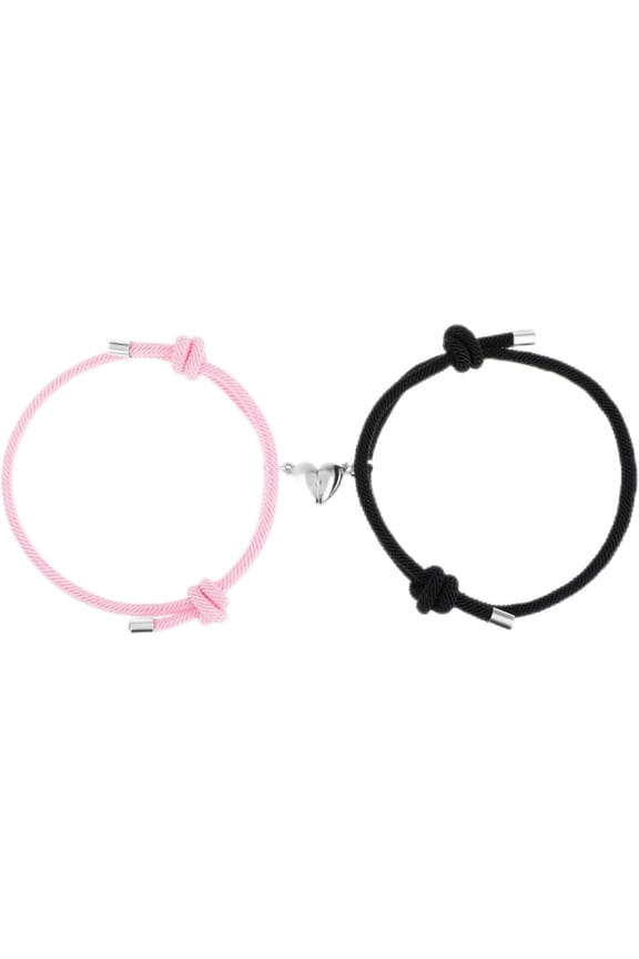 2pcs Magnetic Couple Bracelets for Women Men,Heart Bracelet Set Matching Rope for Women Men Lovers Gifts