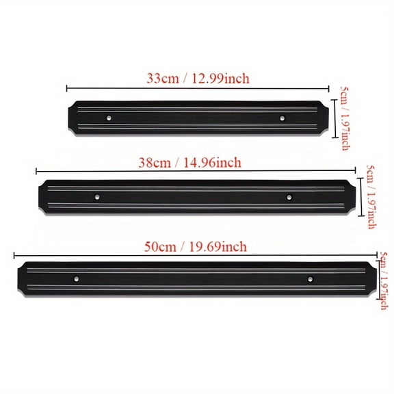 2pcs Magnetic Knife Strips - Heavy-Duty Metal with Sleek Black Finish, Secure Magnetic Hold & Space-Saving Vertical Design for Kitchen Countertop Organization, Multipurpose Utensil Holder for Knives