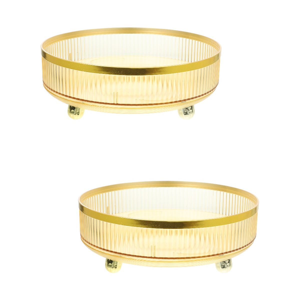 2pcs Makeup Skin Care Display Case Cosmetic Storage Box 360 Degree Rotating Tray Desktop