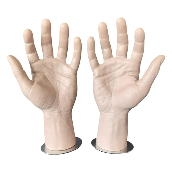 2pcs Male Hand Mannequin Realistic Fake Hands Magnetic PVC Display for Halloween Prank Cosplay Store Use