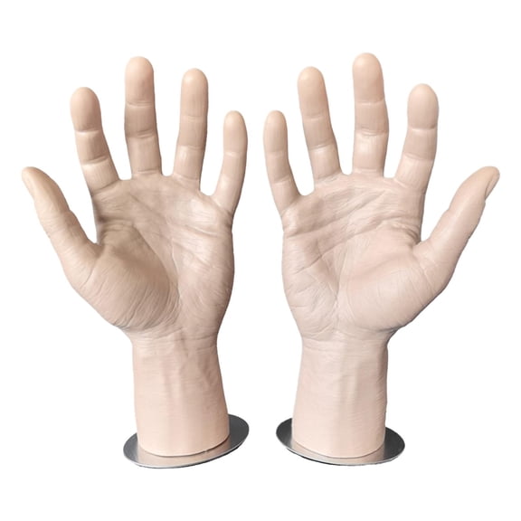 2pcs Male Hand Mannequin Realistic Fake Hands Magnetic PVC Display for Halloween Prank Cosplay Store Use