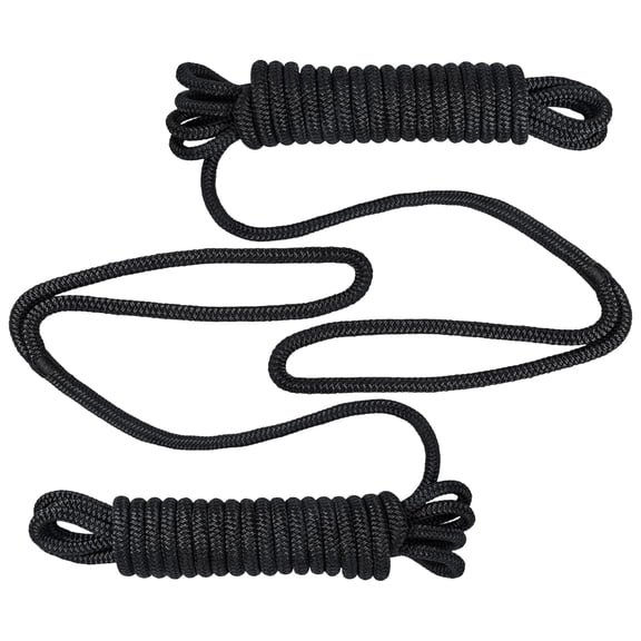 2pcs Marine Nylon Mooring Lines 9.5MM Diameter Double Braided Construction 15 Inch Pre Spliced Rings Ideal For Docking And Anchoring
