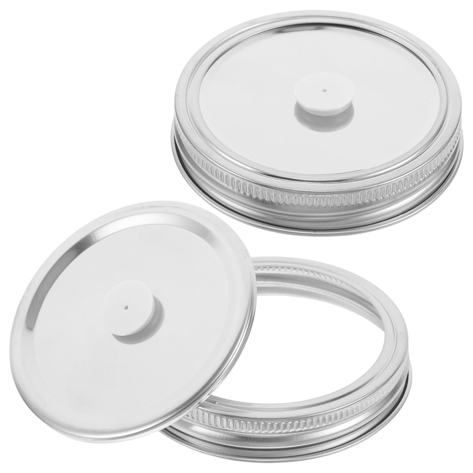 WWS-Stainless Steel Mason Jar Lids With Rubber Gasket And Mason Wide Mouth Bottle Cover Cold Brew Grain Screw Cans Caps Jars Not Included 1