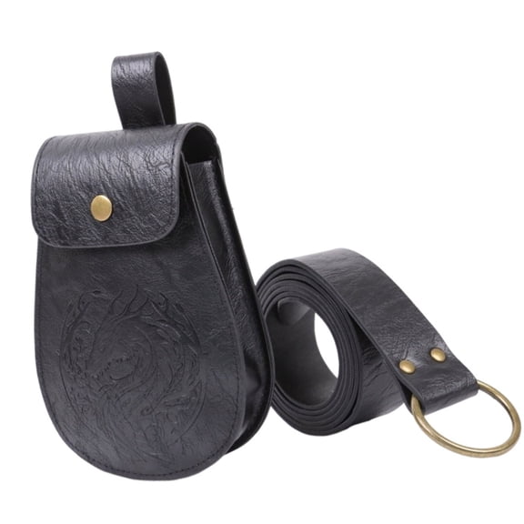 2pcs Medieval Punk Belt Pouches PU Waist Bags for Outdoor and Travel