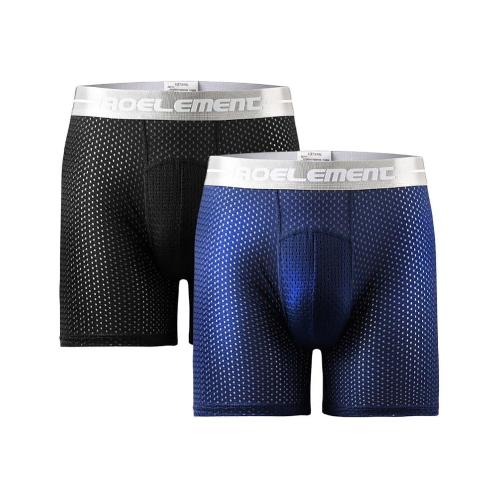 2pcs Men Briefs Compression Boxer Shorts Quick-Drying Bottoms Wide  Waistband Shorts Basic Shorts Mesh Five Pants Sport Training Running  Underwear 