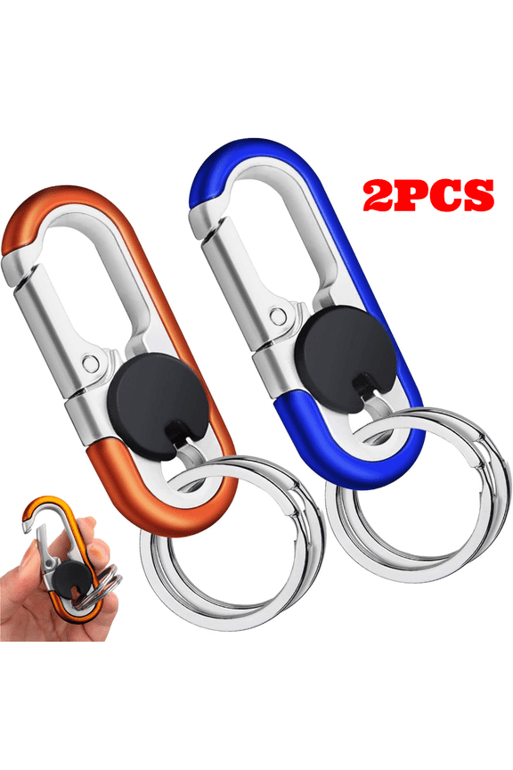 2pcs Mens Car Keychain Set, Personalized Car Keychains for Men Women, Heavy Duty Metal Anti-Loss Key Chain Clips and Rings