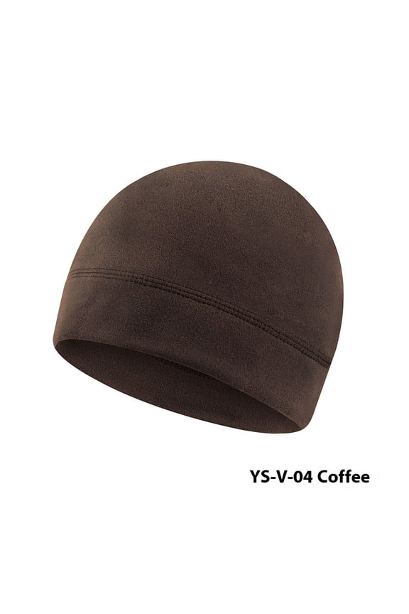 2pcs Mens Stretch Fleece Beanie Cold Winter Weather Hat Gear-Coffee+Blue-Microfleece Cap-Cold Proof and Warm Hats