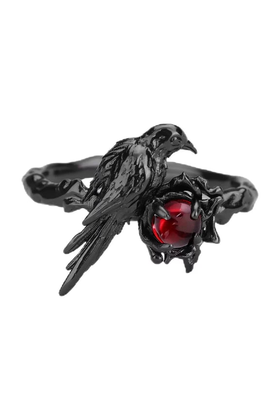 2pcs Men's Tribal Stainless Steel Red Eye Biker Eagle Hawk Band Ring, Men's Biker Hawk Super Fly Ring, Men Women Weddding Engagement Ring