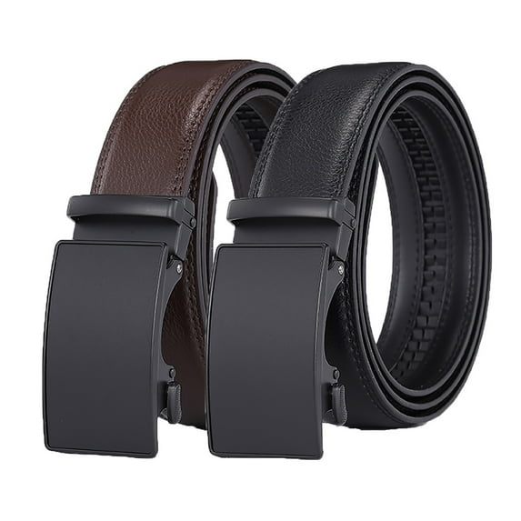 2pcs Mens Belt Leather Ratchet Belt For Men Dress and Casual with Adjustable Buckle, Trim to Fit