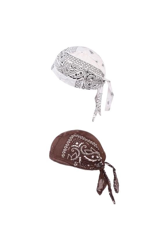 2pcs Mens Turban Hat Soft Cotton Chemo Cancer Cap Headscarf Hat