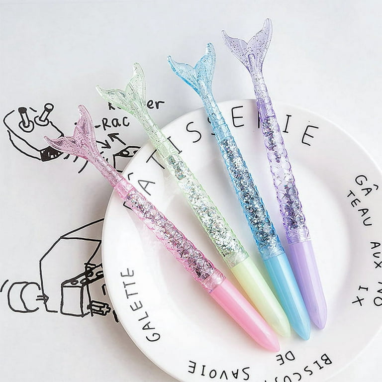 2pcs Mermaid Tail Design Gel Pens 0.5mm Black Ink Neutral Pens Kids Praise  Gifts School Office Signature Pen Kawaii Stationery 