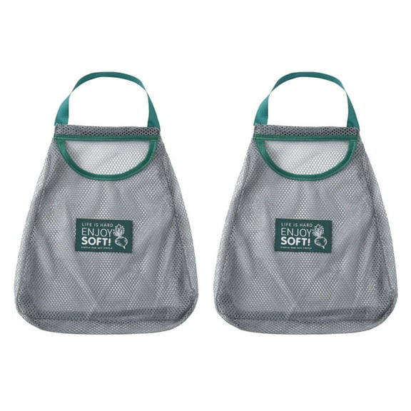 2pcs Mesh Bag Wall Mount Reusable Storage Nylon Mesh Hanging Tote Bags for Kitchen Home Outdoor Door