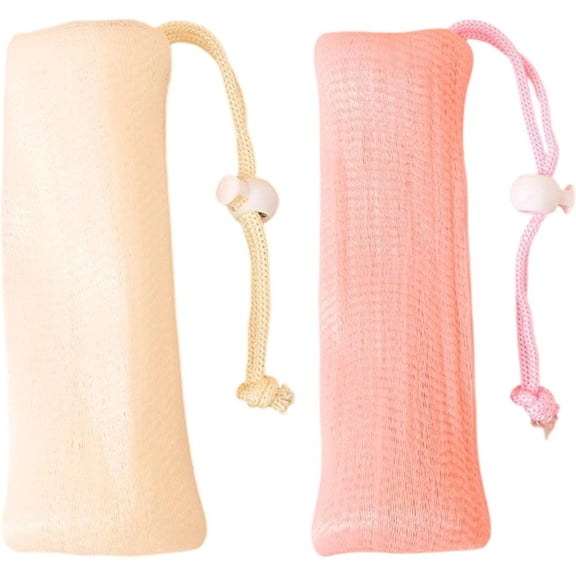 2pcs Mesh Soap Saver Pouch, Six-Layer Soap Saver Bag with Drawstring Mesh Soap Bag Soap Lathering Net Bag Exfoliating Mesh Soap Bag for Shower Foaming Soap
