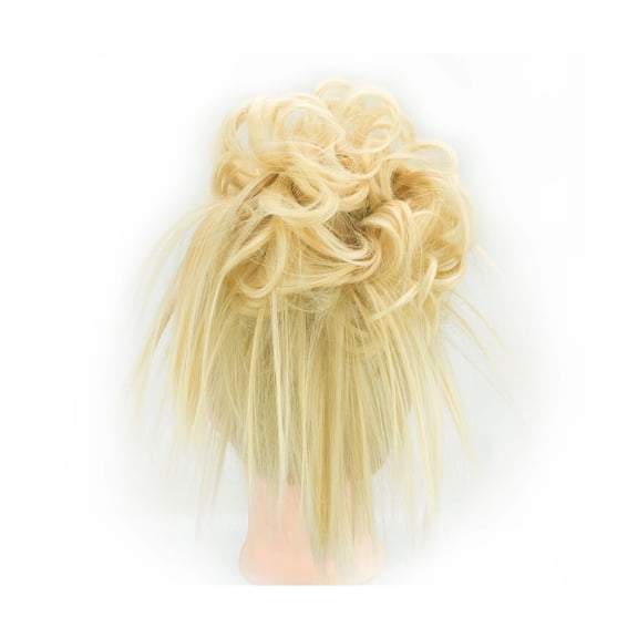2pcs Messy Hair Bun Piece Updo Fake Scrunchies Extension Wavy Curly Hairpieces Ponytail Chignon Headband for Women