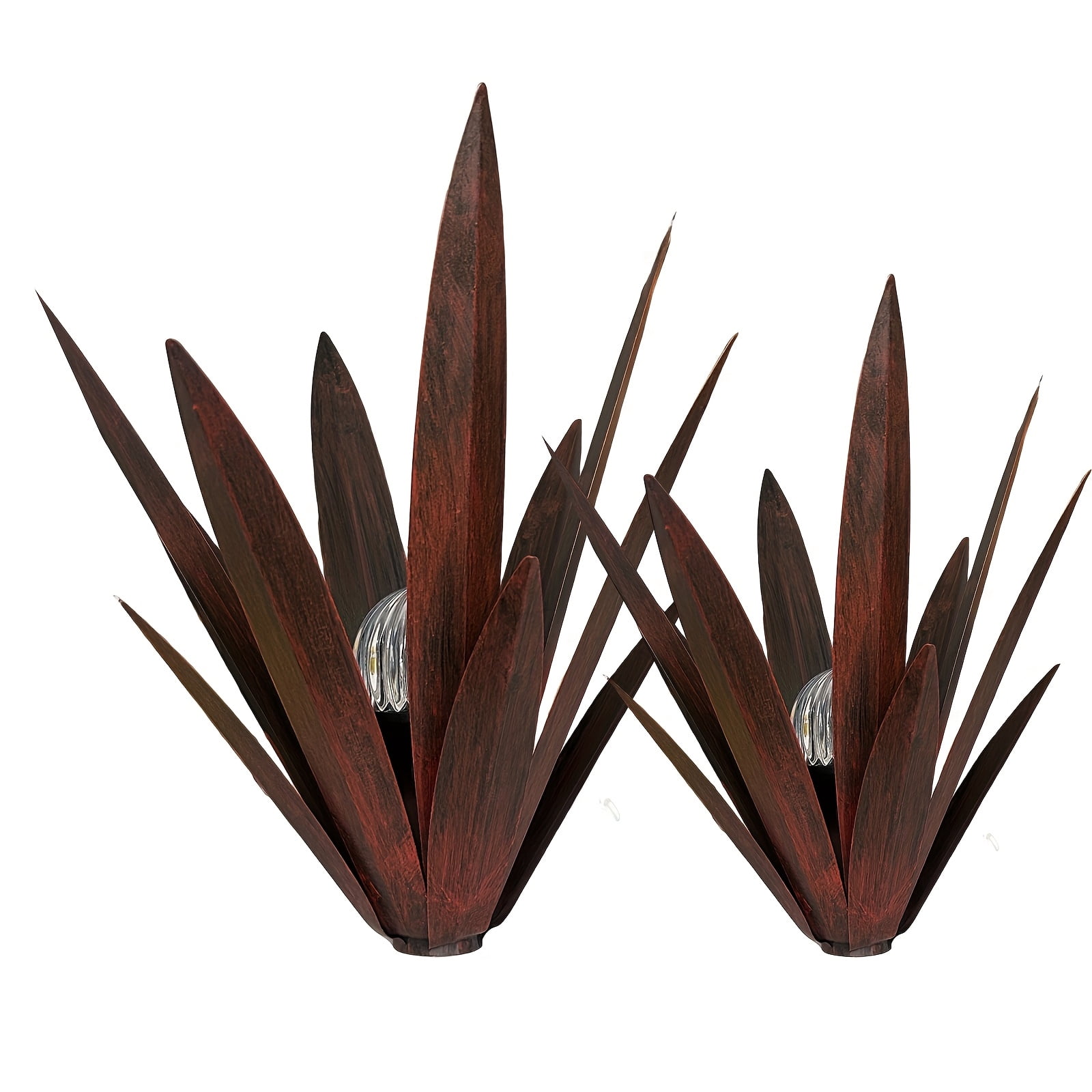 2pcs Metal Agave Solar Lawn Lights, Plant Home Decoration, Courtyard Decoration, Lawn Decoration (One Large And One Small )