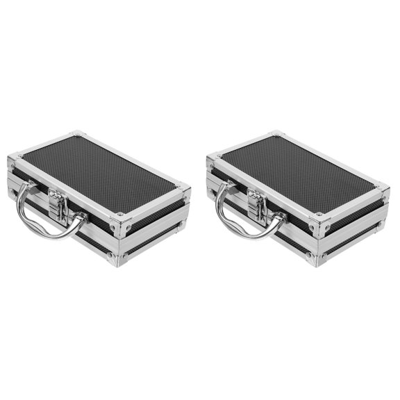 2pcs Metal Briefcase Travel Metal Frame Briefcase Tools Organizer Daily Tool Storage Container