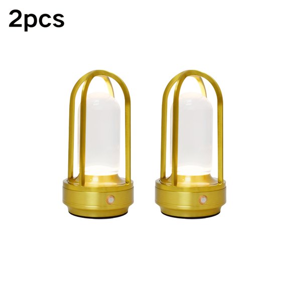 2pcs Metal Cross Table Lamp - Rechargeable Aluminum Touch Control, Dining Room Ambience Table Light