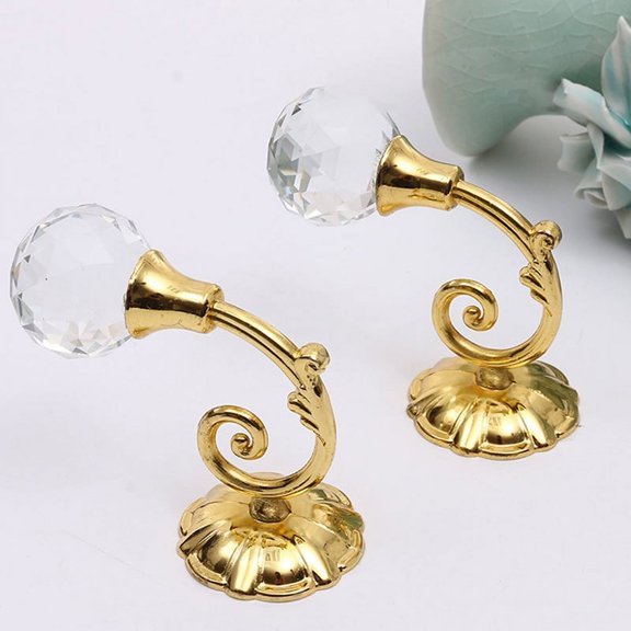 2pcs Metal Crystal Glass Curtain Holdback Wall Tie Back Hanger Hooks Decor