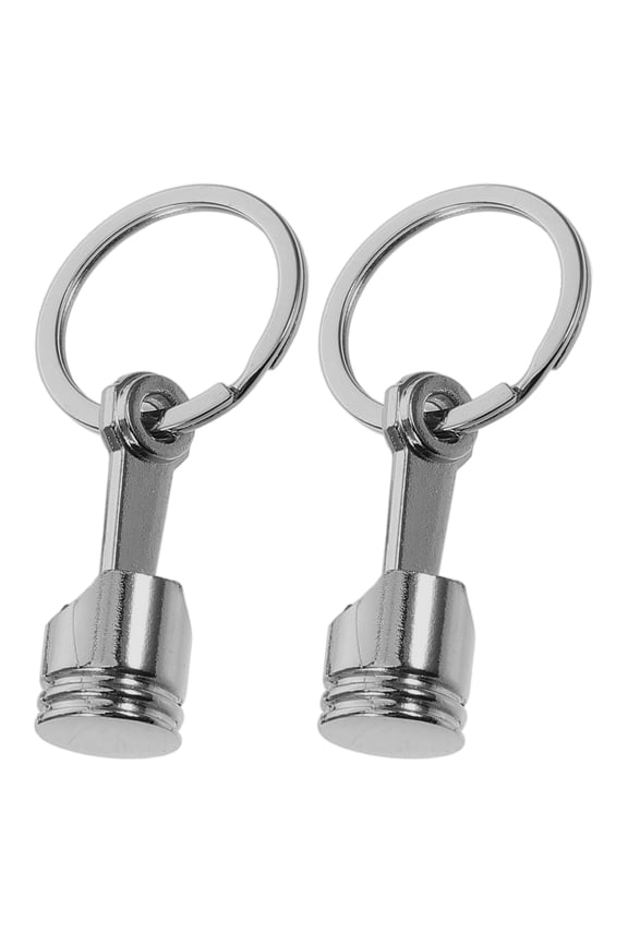 2Pcs Metal Engine Piston Keychain Plated Silver Carabiner for Keys Durable Portable Auto Part Accessory