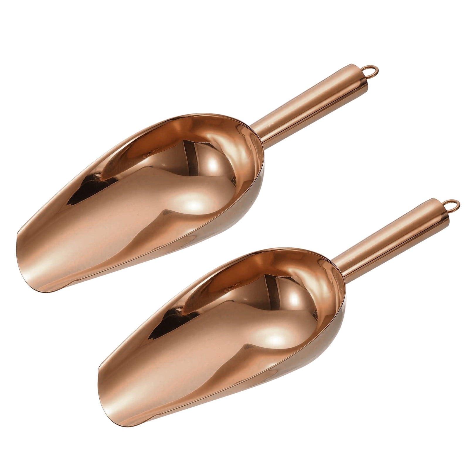 2pcs Metal Ice Scoop, 11" x 4.1"Stainless Steel Ice Scooper for Home Bar Use, Rose Gold