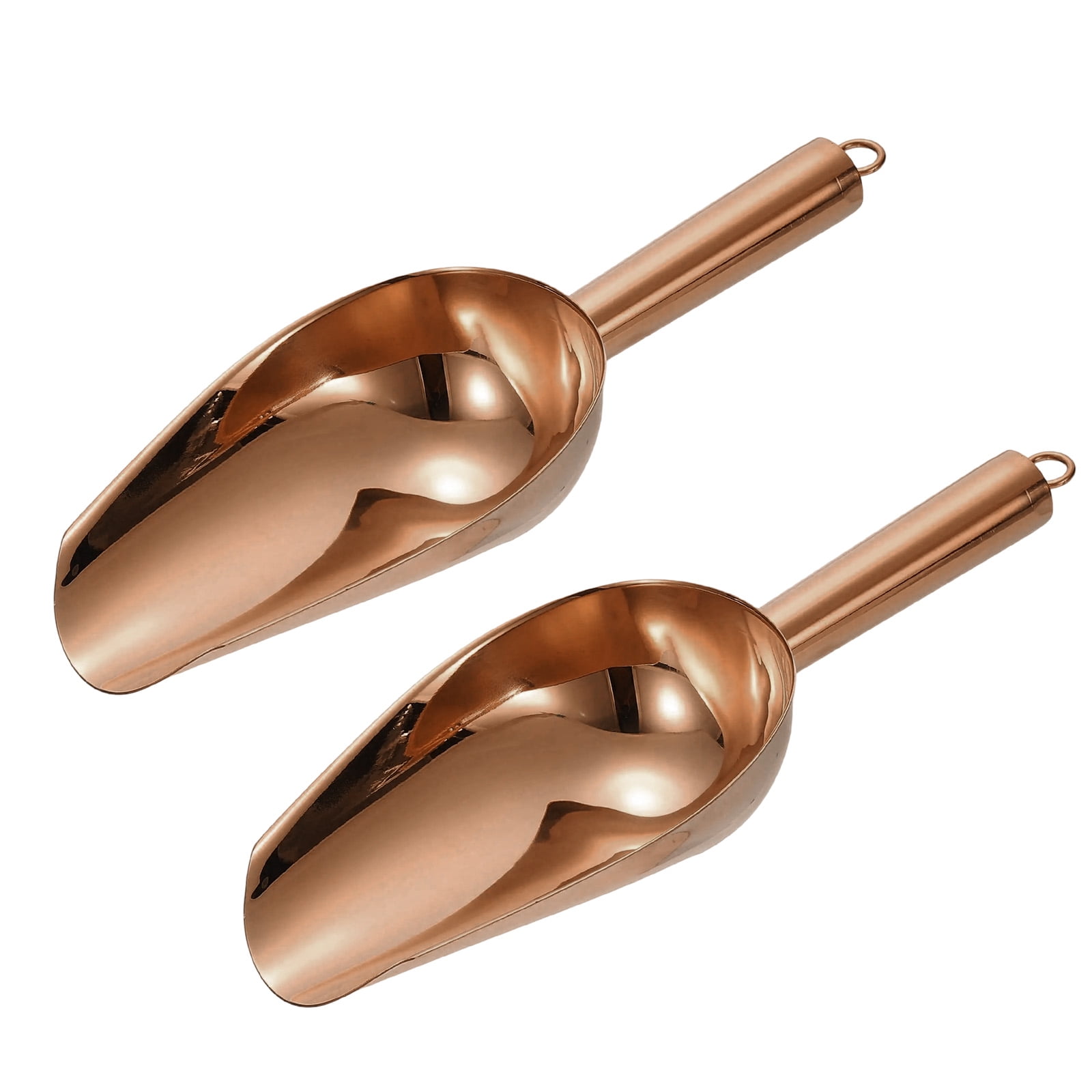 2pcs Metal Ice Scoop, 9.8" x 3.5"Stainless Steel Ice Scooper for Home Bar Use, Rose Gold