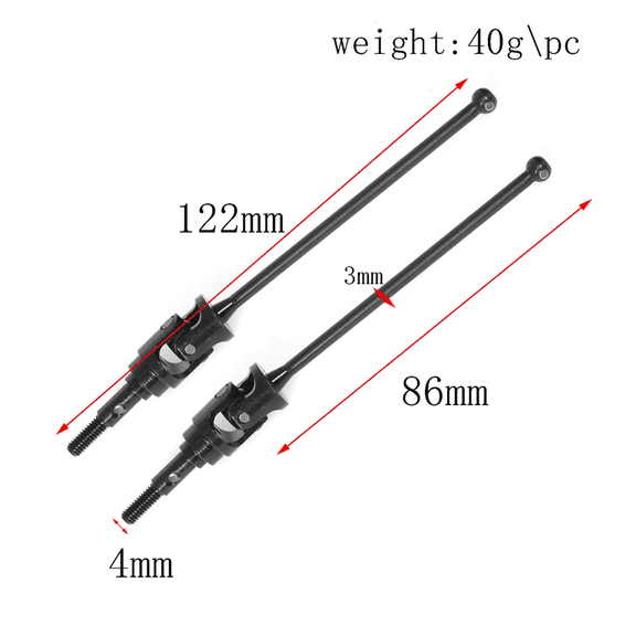 2pcs Metal Joint Shaft Drive Shaft CVD Driveshaft 86mm for 1/10 Racing Truck RC Car Upgrade Parts