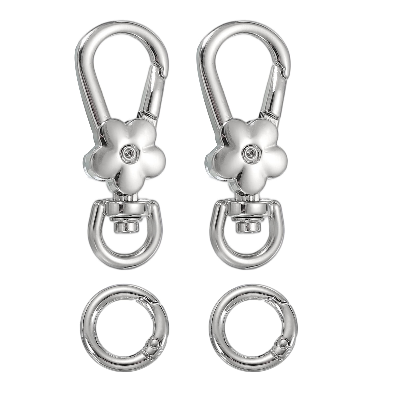 2pcs Metal Lobster Claw Clasps, Flower Swivel Lanyards Trigger
