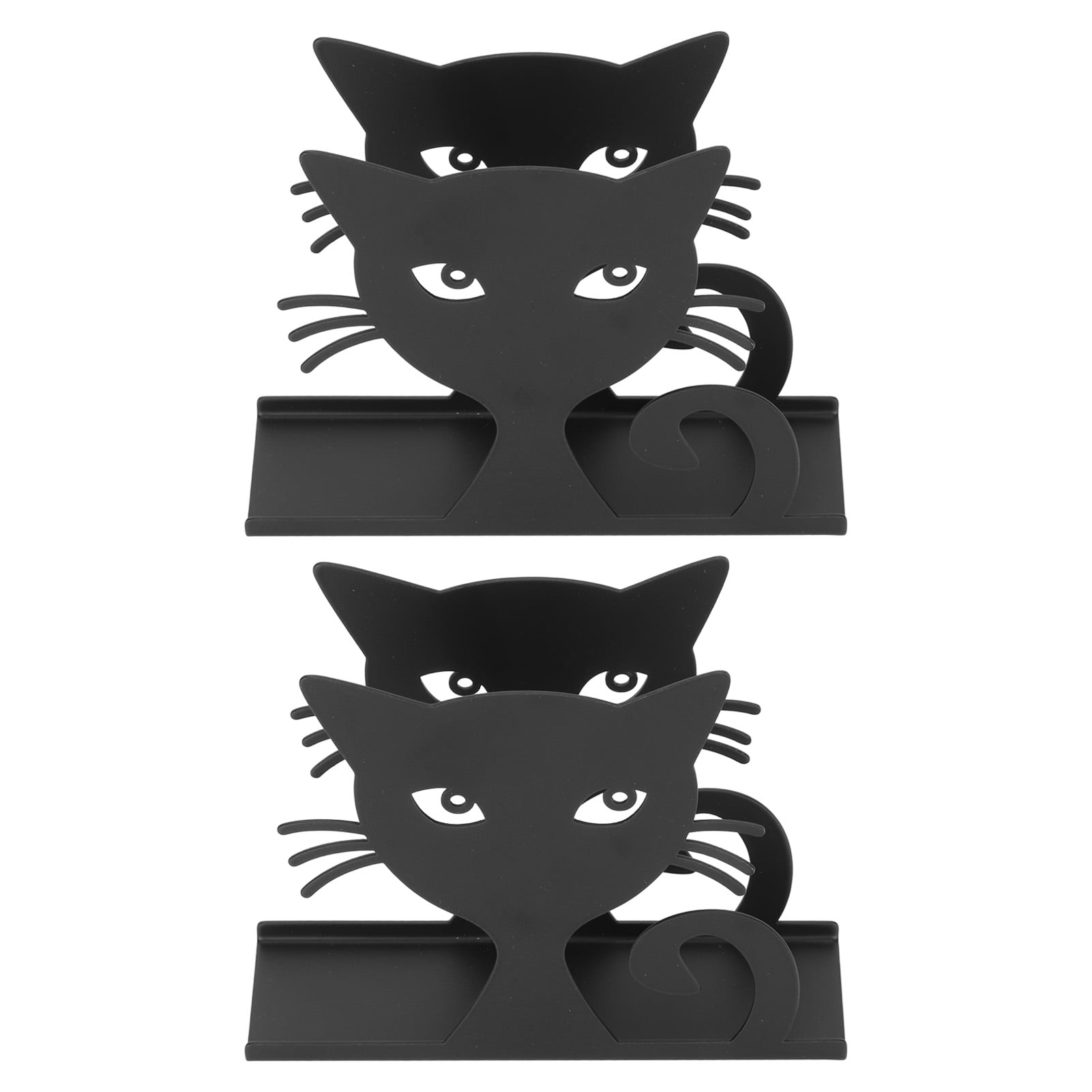 2pcs Metal Napkin Holder Innovative Hollow Out Cat Shape Paper Napkin