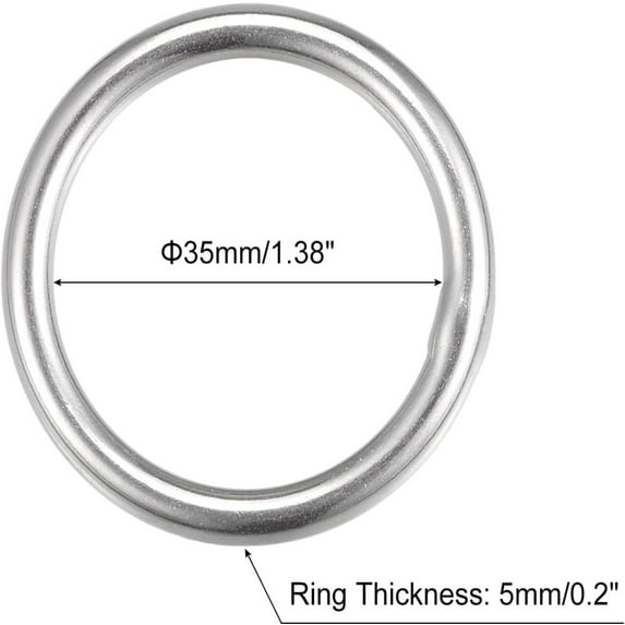 2pcs Metal Rings Seamless 304 Stainless Steel Rust Ring Steel Ring Welded O-Rings Circle Ring Round Ring 35X5MM