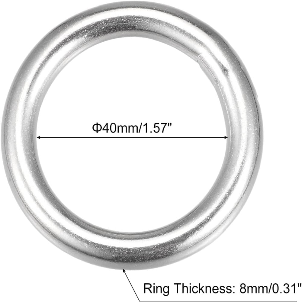 JY-MARINE Stainless Steel 316 Welded O Rings - 1-5/8" ID, 4mm Wire, Marine Grade (2 Pack) - View #9
