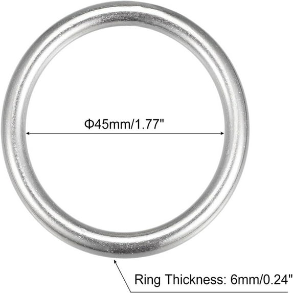 2pcs Metal Rings Seamless 304 Stainless Steel Rust Ring Steel Ring Welded O-Rings Circle Ring Round Ring 45X6MM