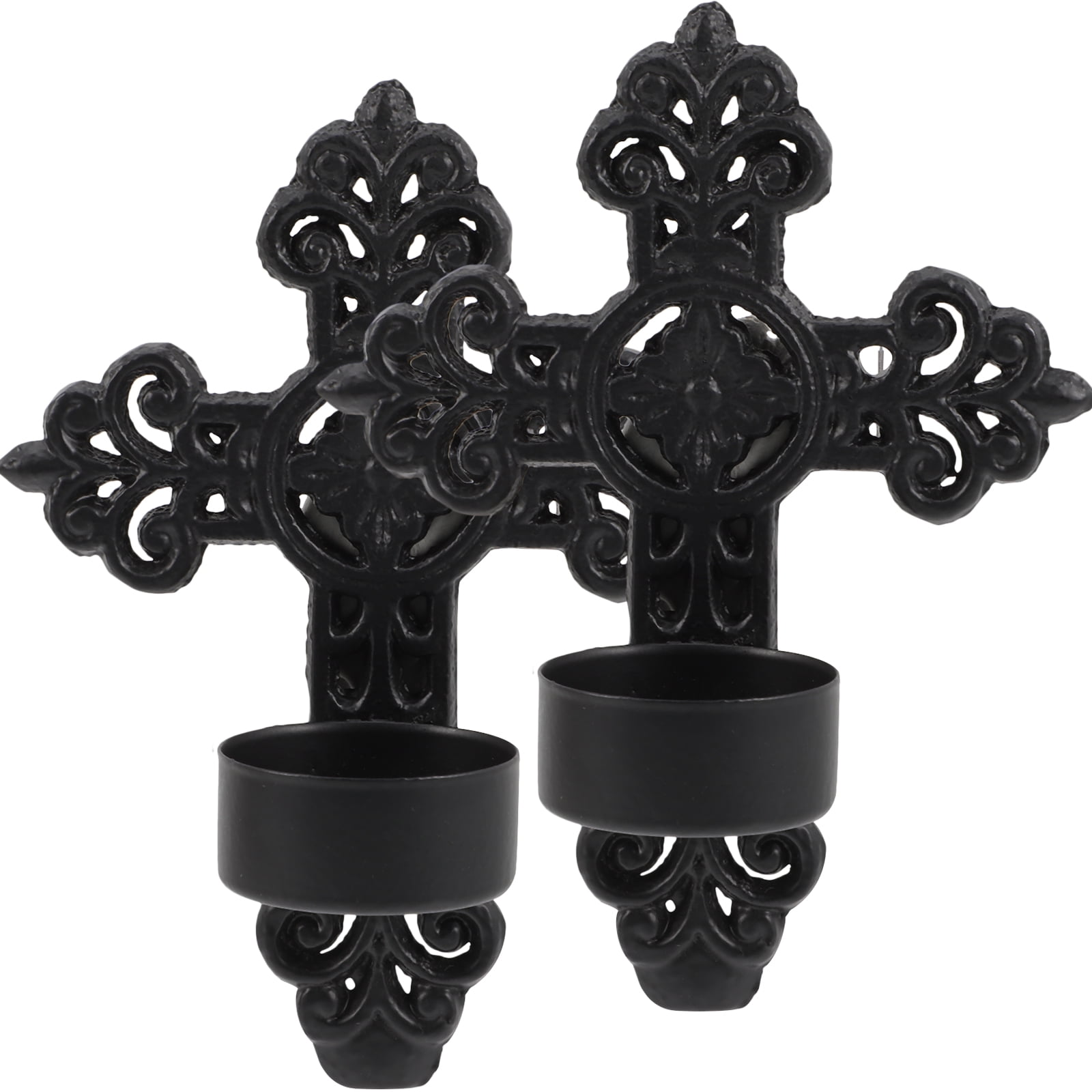 17.25 X 5.25 X 6.25 White Wooden Cross - Candle Holder Sconce 17.25 X 5.25 X 6.25 White Wooden Cross - Candle Holder Sconce