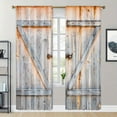 2pcs Metal Wooden Accessories Wooden Door Printed Curtains Living Room