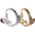 thumbnail image 1 of 2pcs Metal Yarn Guide Finger Holders Adjustable Knitting Loop Crochet Loop Rings Open Finger Rings Knitting Thimbles for Crochet Knitting Accessories Tools Gold Silver, 1 of 5