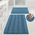 thumbnail image 1 of 2pcs Microfiber Bath Rug Non Slip Washable, Soft Absorbent Chenille Bathroom Rug, Extra Thick Bath Mat for Bathroom Floor Sink Tub and Shower, 20" x 32"/17" x 24", Turquoise Blue, 1 of 7