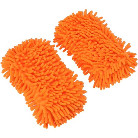 2pcs Microfiber Gloves for Cleaning Microfiber Mitt Cleaning Gloves Car Wash Gloves Car Sponge Microfiber Car Wash Mitt Cosmetic Sponge Block Orange Homechenille Mitt