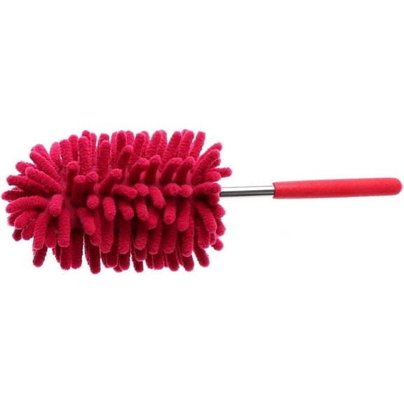 2pcs Microfibre Telescopic Computer Ceiling Shutters Brush Mini Grip Easy Dusting Telescoping Furniture Head for Office Tool Red with Washable Cleaning Dusters Blinds Microfiber