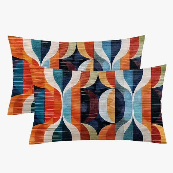 2pcs Mid-Century Blue Orange Drop  Decorative Throw Pillows Polyester 100% (Pillow Not Inclued)  for Home and Office Decor