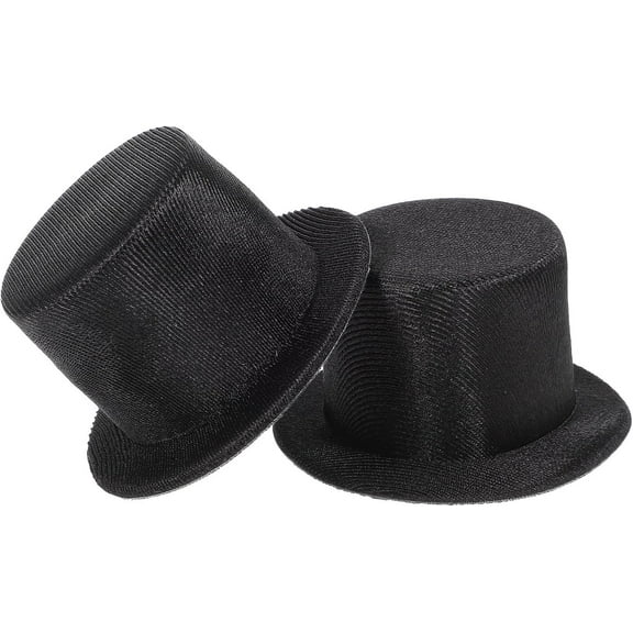 2pcs Mini Black Snowman Top Hats, Miniature Christmas Doll Fabric Hats for Crafts, 3. 54 X 1. 77 Inch Xmas Party Supplies