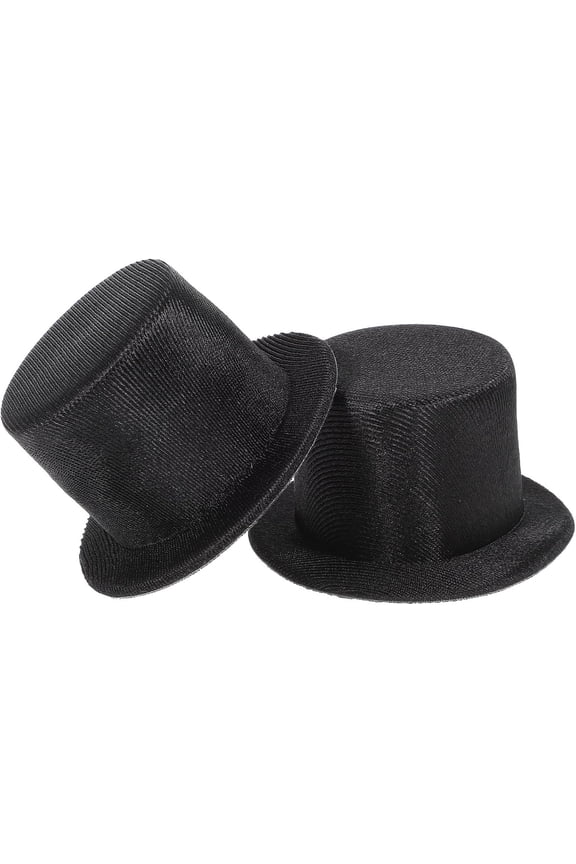 2pcs Mini Black Snowman Top Hats, Miniature Christmas Doll Fabric Hats for Crafts, 3. 54 X 1. 77 Inch Xmas Party Supplies